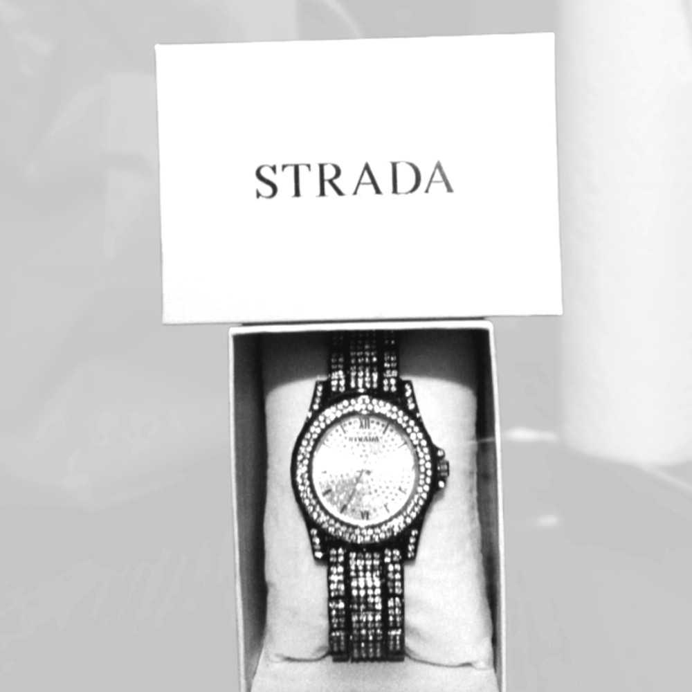 Strada Watch Black and crystal 9in long 1.5 w.